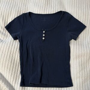 Brandy Melville navy blue shirt with buttons